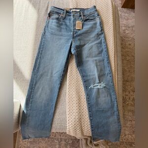 Levi's Light Blue Wedgie Straight Leg Jeans with Knee Distress